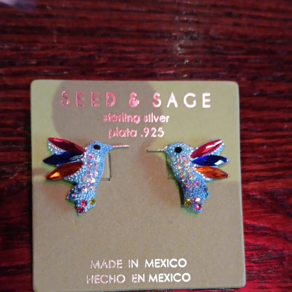 Multicolor Hummingbird Earrings - Picture 2 of 4